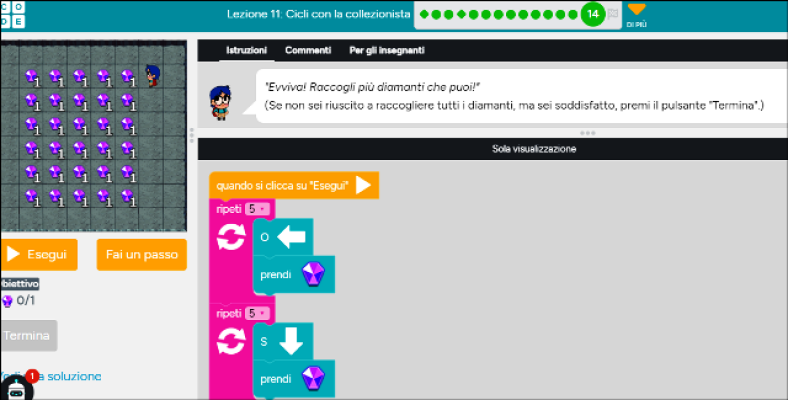 "Cicli con la collezionista"-Code.org_corso A-2018